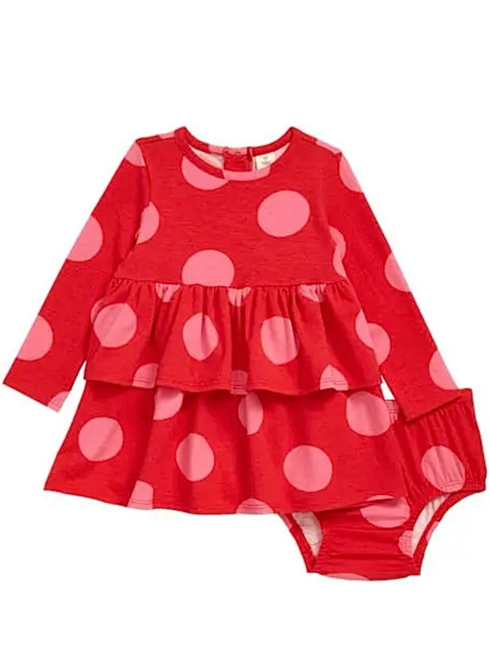 Nordstrom Baby Pink Polka Dot Print Red Dress with Bloomers Set NWT